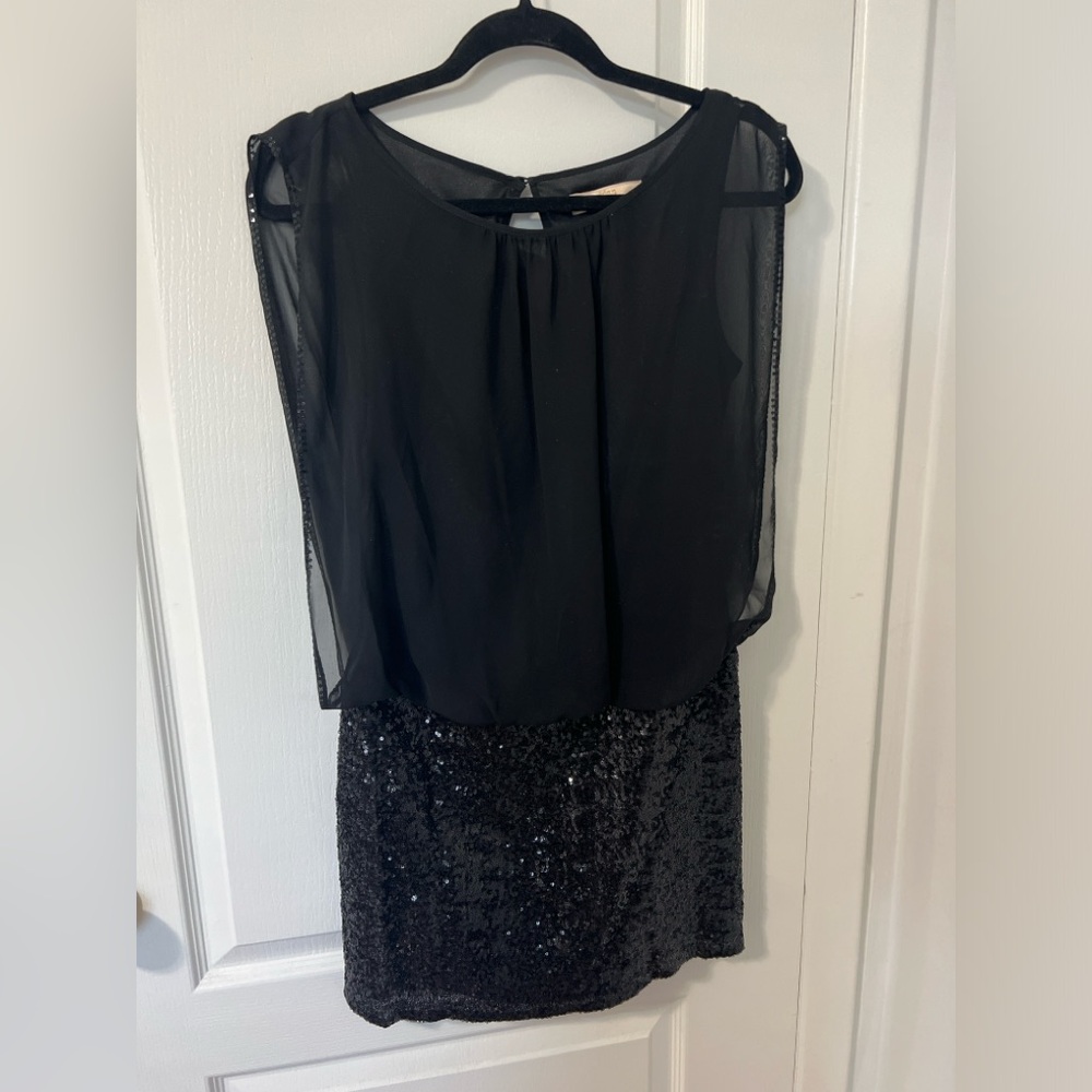 Aidan Mattox Black Sequined Dress